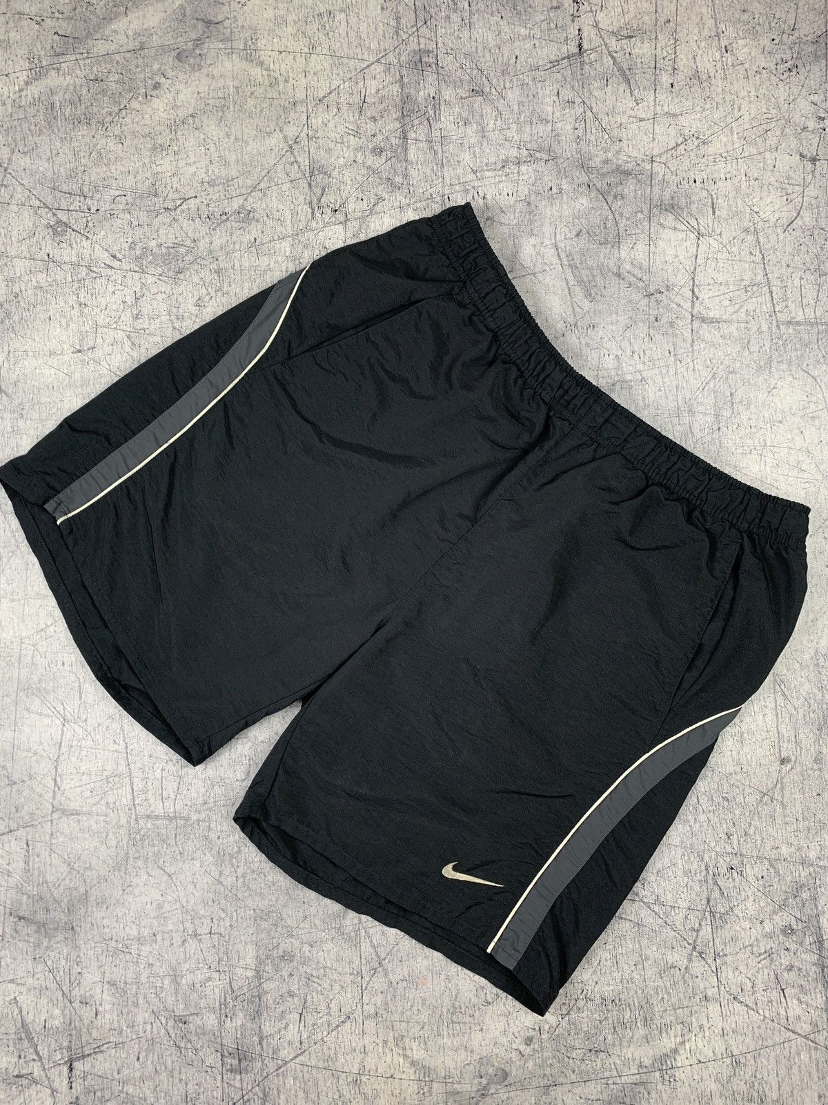 Pre-owned Nike X Vintage Nike Swoosh Shorts Swimming 90's Drill In Black