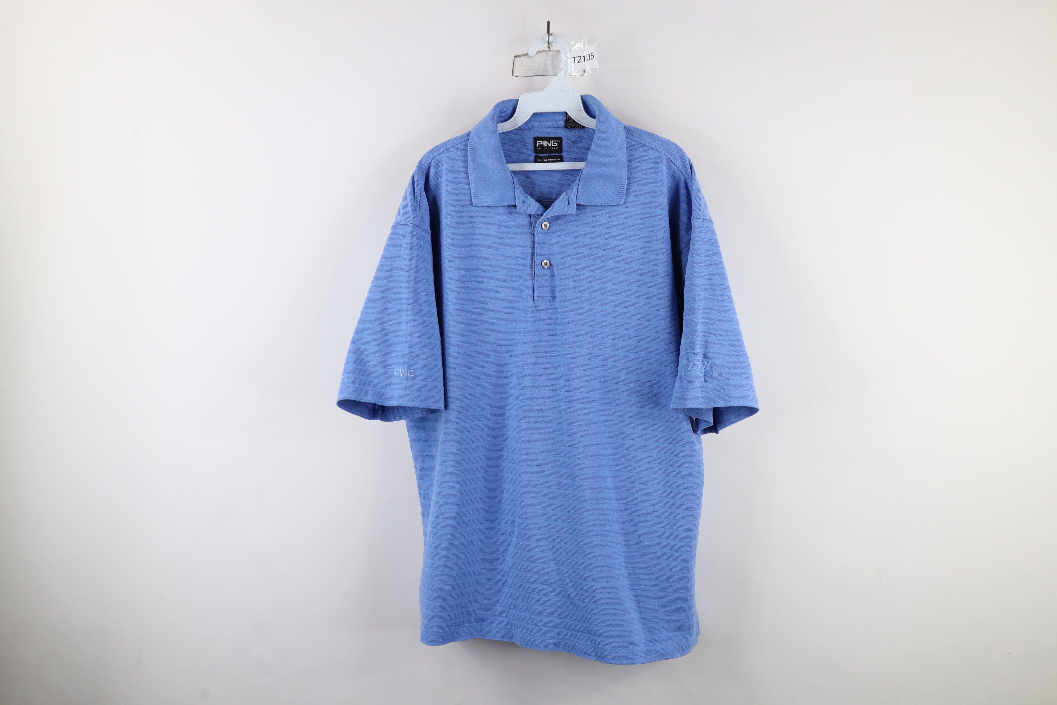 PING × Vintage Vintage 90s Ping Golf Ribbed Knit Collared Polo Shirt Blue Size US XXL / EU 58 / 5 - 1 Thumbnail