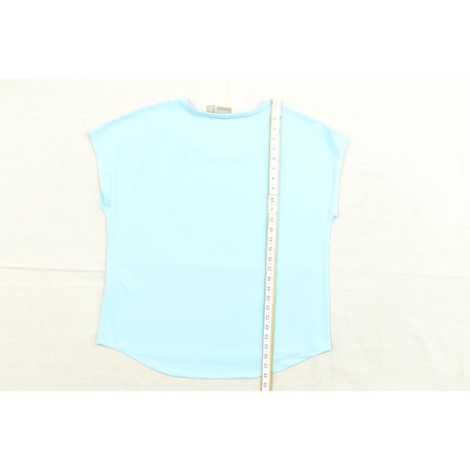 Vintage Chico's Women's Top Size 3 Aqua Blue Cap Sleeve Scoop Neck Knit Stretch Polyester Size XS / US 0-2 / IT 36-38 - 4 Thumbnail