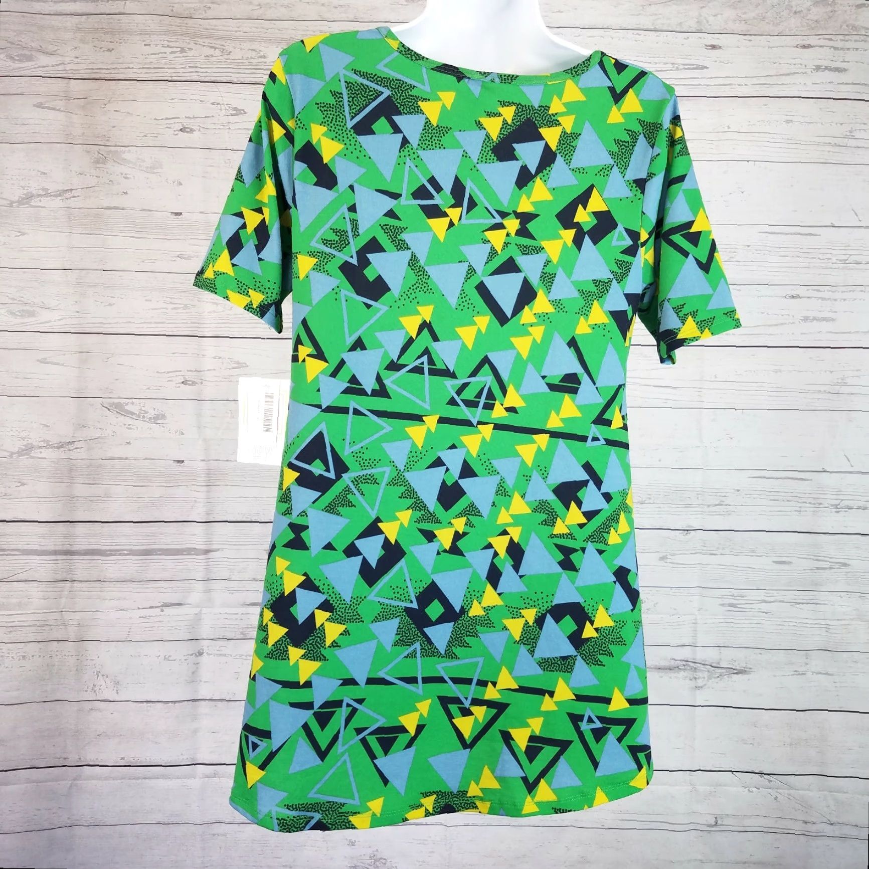 Vintage LuLaRoe Womens Perfect T XS Green Blue Geometric T-Shirt Short Sleeve Regular Womens XS Geometric Pattern Size XS / US 0-2 / IT 36-38 - 2 Thumbnail