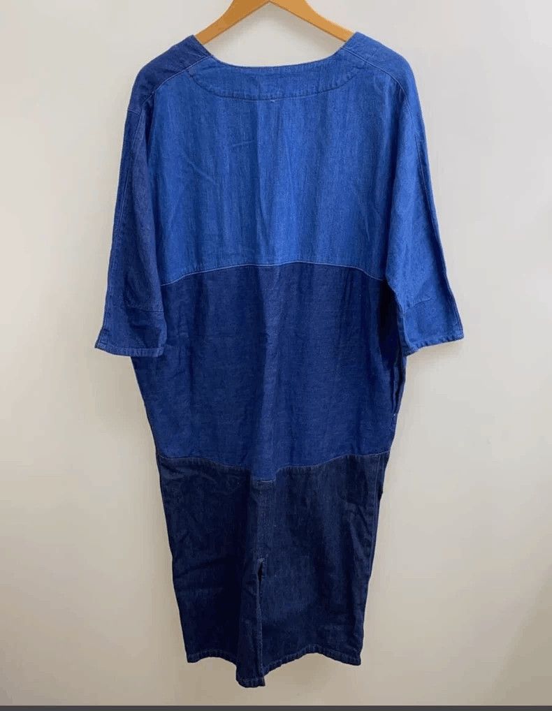 Kapital Color-Blocked Denim Dress with Irregular Pockets-2506 Size 22" - 2 Thumbnail