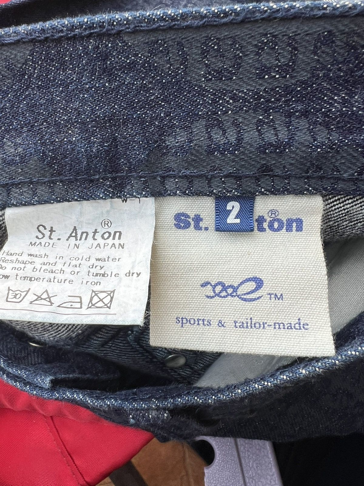 Vintage St. Anton Japan All Print Coated Waxed Denim Bootcut Jeans Size US 30 / EU 46 - 17 Thumbnail