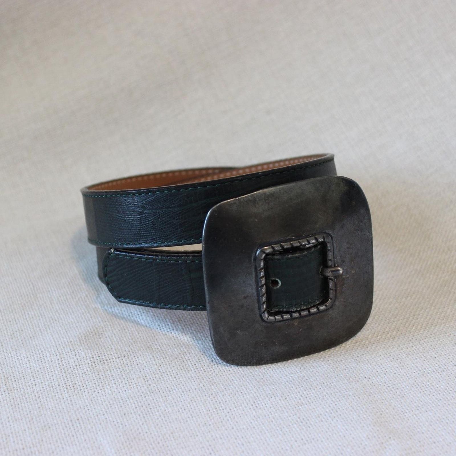 Other Vintage Deep Green Leather Belt Size ONE SIZE - 5 Thumbnail
