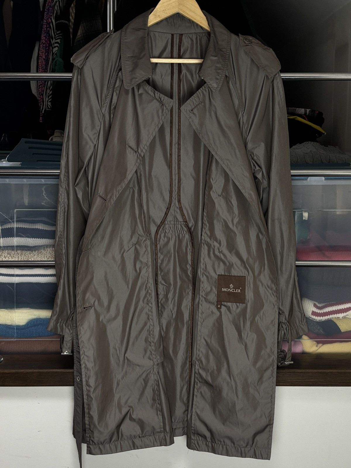 Moncler Vintage Moncler Double Breasted Belted Trench Coat Size L / US 10 / IT 46 - 6 Thumbnail