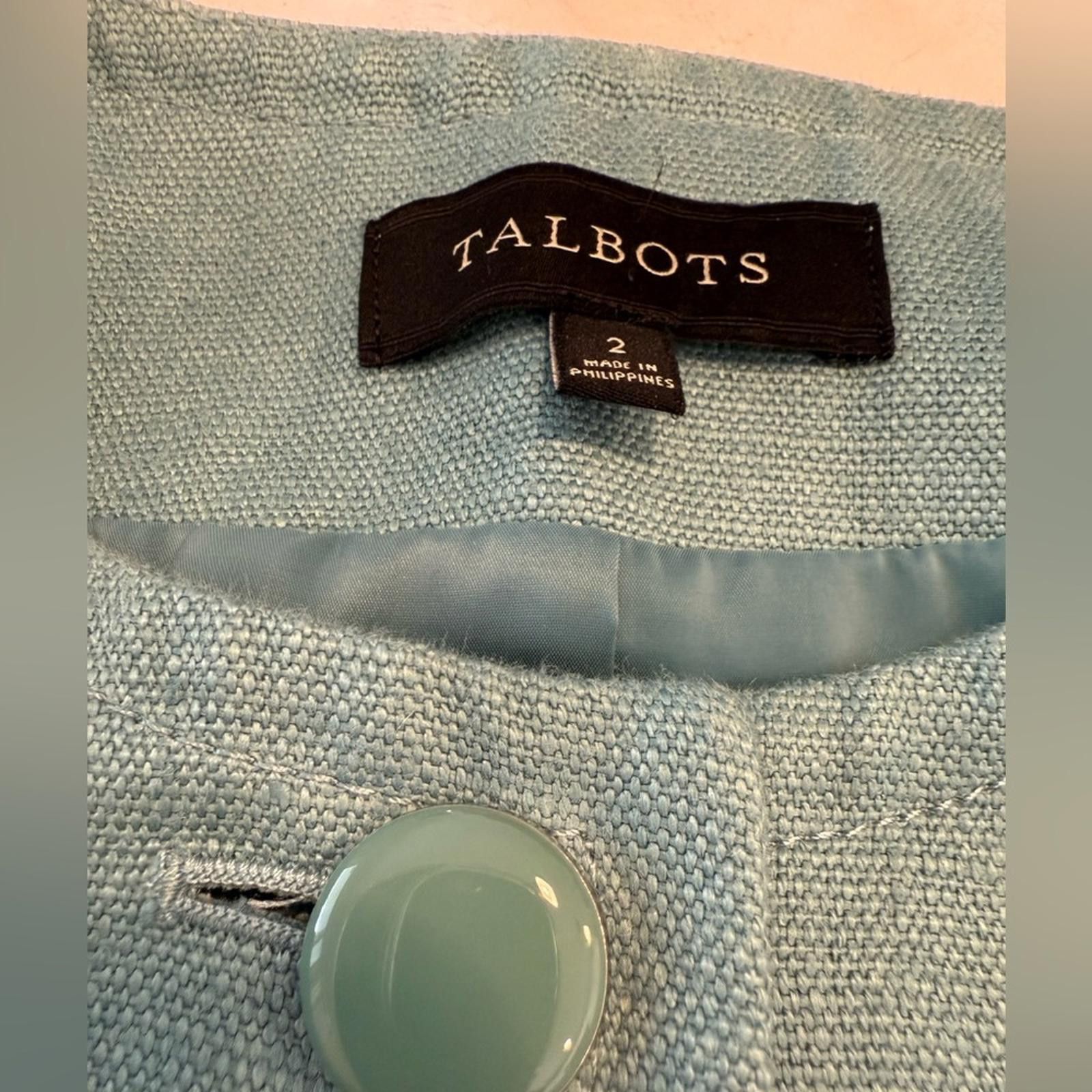Other Talbots linen jacket eal green collarless pockets lined SZ 2 Size XS / US 0-2 / IT 36-38 - 4 Thumbnail