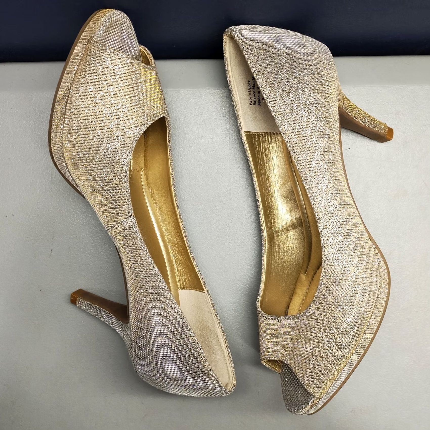 Vintage Kelly & Katie Tibalt Heels Womens Size 8 Silver Gold Metallic Glitter Peep Toe Pump Womens 8 Silver Gold Glitter Peep Toe Stiletto Heels Size US 8 / IT 38 - 4 Thumbnail