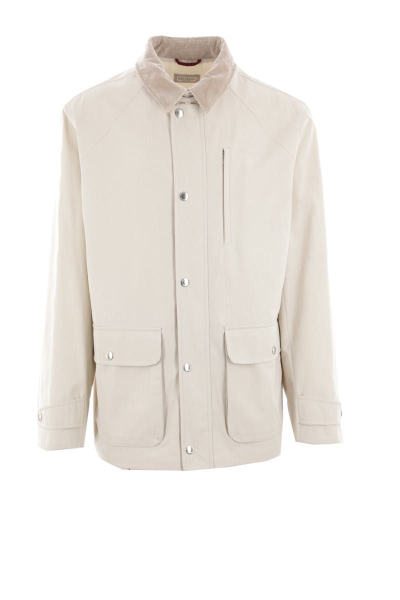 Brunello Cucinelli o1mtch0225 Stretch Cotton Car Coat in Cream Size US M / EU 48-50 / 2 - 1 Thumbnail