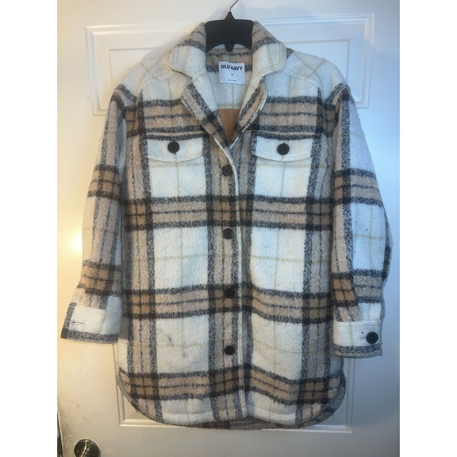 Old Navy Old Navy Plaid Jacket Beige Women’s XS Oversized Fleece Coat Size XS / US 0-2 / IT 36-38 - 1 Thumbnail