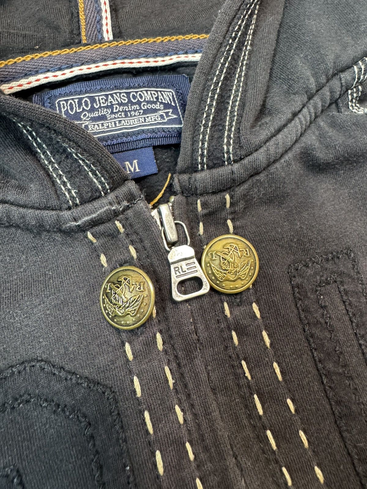 Polo Ralph Lauren Y2K Polo Ralph Lauren White Stitch Big Logo Zip Up Hoodie Size M / US 6-8 / IT 42-44 - 7 Thumbnail