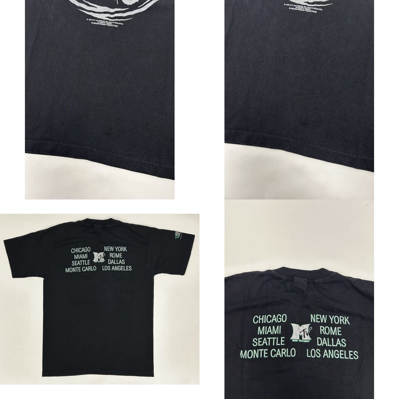 Vintage VINTAGE Dennis Rodman MTV World Tour 1996 Promo Tee Large Black T-Shirt Unisex Adults Crew Neck Short Sleeve 90s Glow in the Dark Men/Women Size US L / EU 52-54 / 3 - 9 Thumbnail