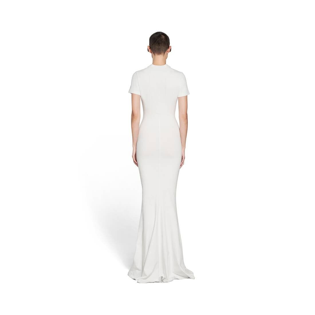 Balenciaga o1la1rc1a0625 T-Shirt Maxi Dress in White Size L / US 10 / IT 46 - 4 Thumbnail