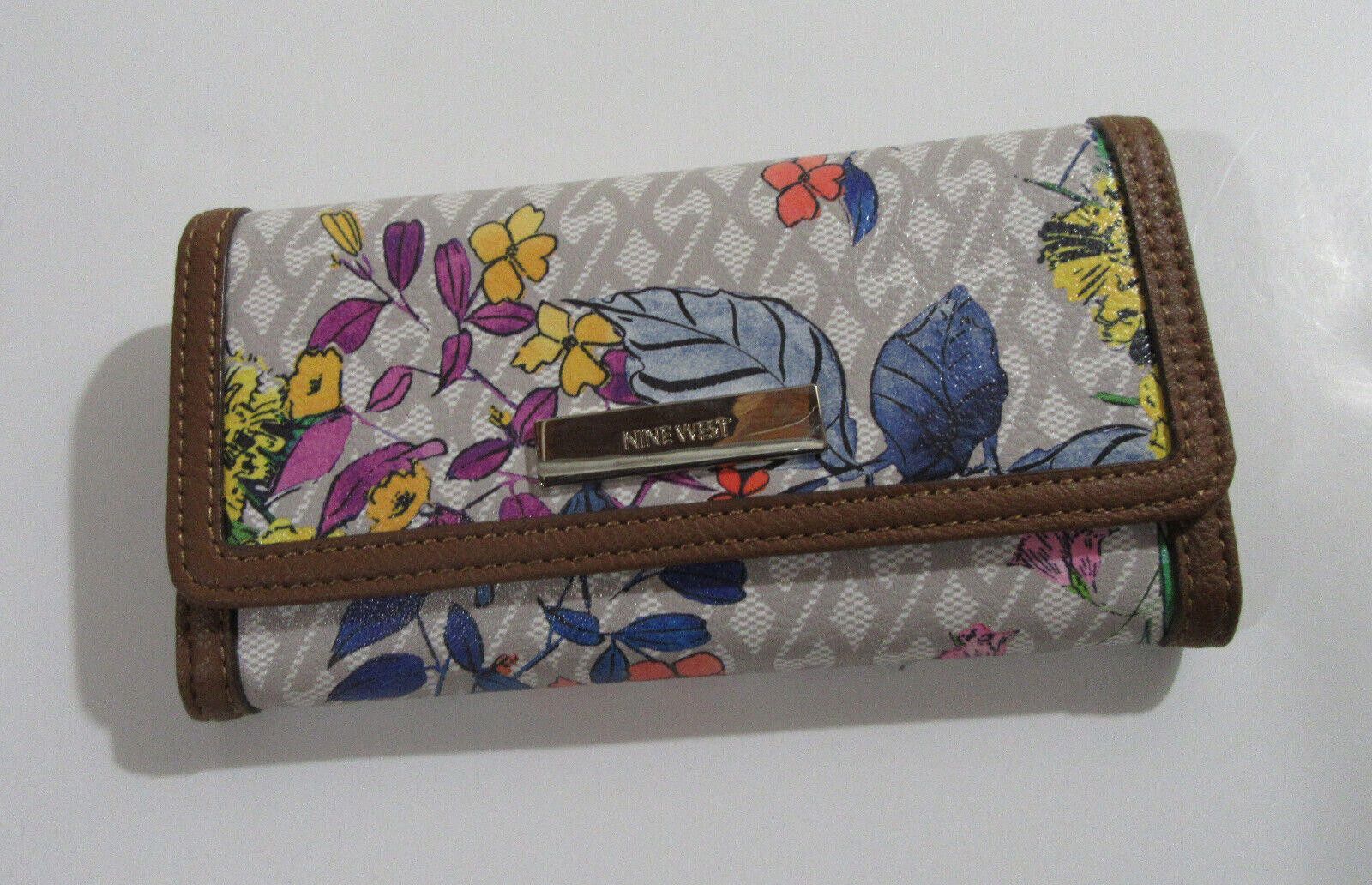 Nine West Nine West It Girl Trifold Checkbook Wallet Floral Multicolor Size ONE SIZE - 1 Thumbnail