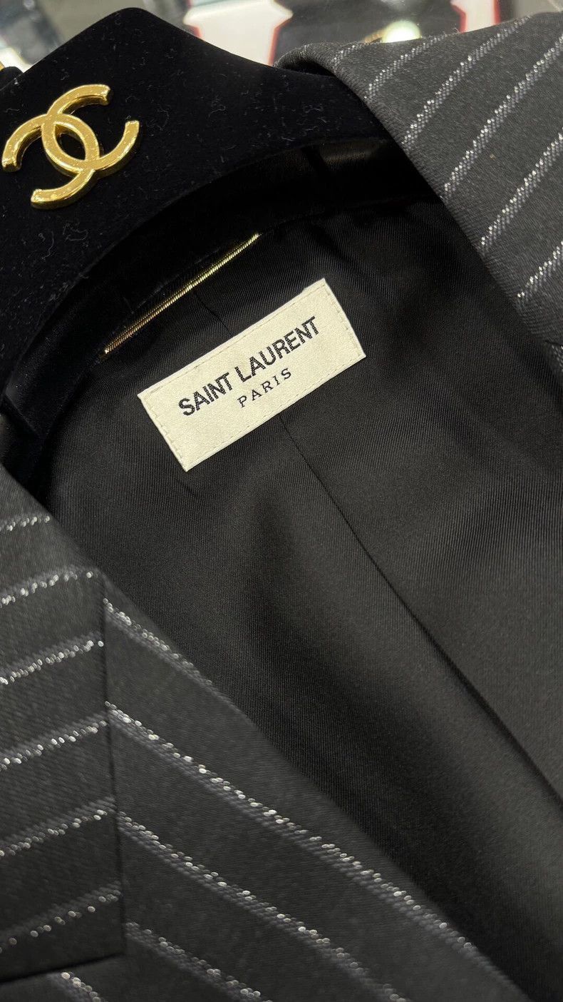 Saint Laurent Paris Saint Laurent Pinstripe Wool Blazer-2505 Size US M / EU 48-50 / 2 - 4 Thumbnail