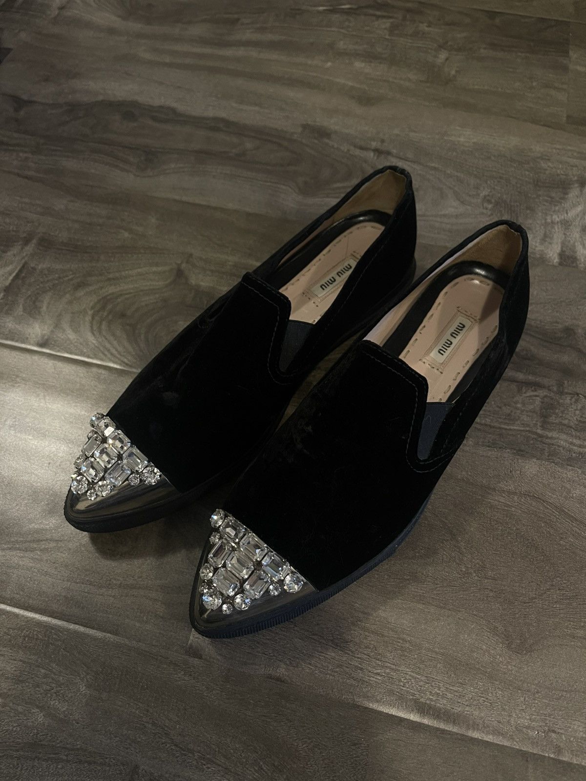Miu Miu MIU MIU Embellished/ Crystal Toe Cap Slip on Shoes Size US 11 / IT 41 - 1 Thumbnail