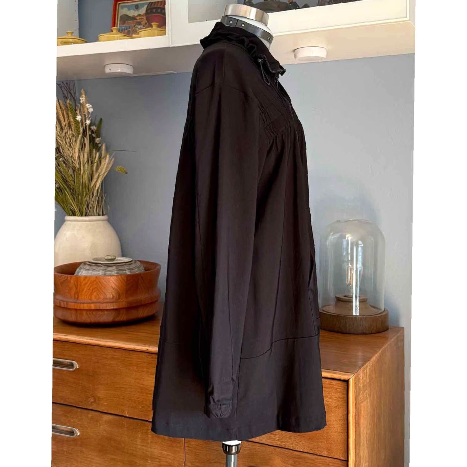 Vintage VINTAGE Noblu A-Line Black Jacket Artsy Lagenlook Jacket Women S Black Pockets Zip Front Tie Neck Collar Light Weight Size S / US 4 / IT 40 - 3 Thumbnail