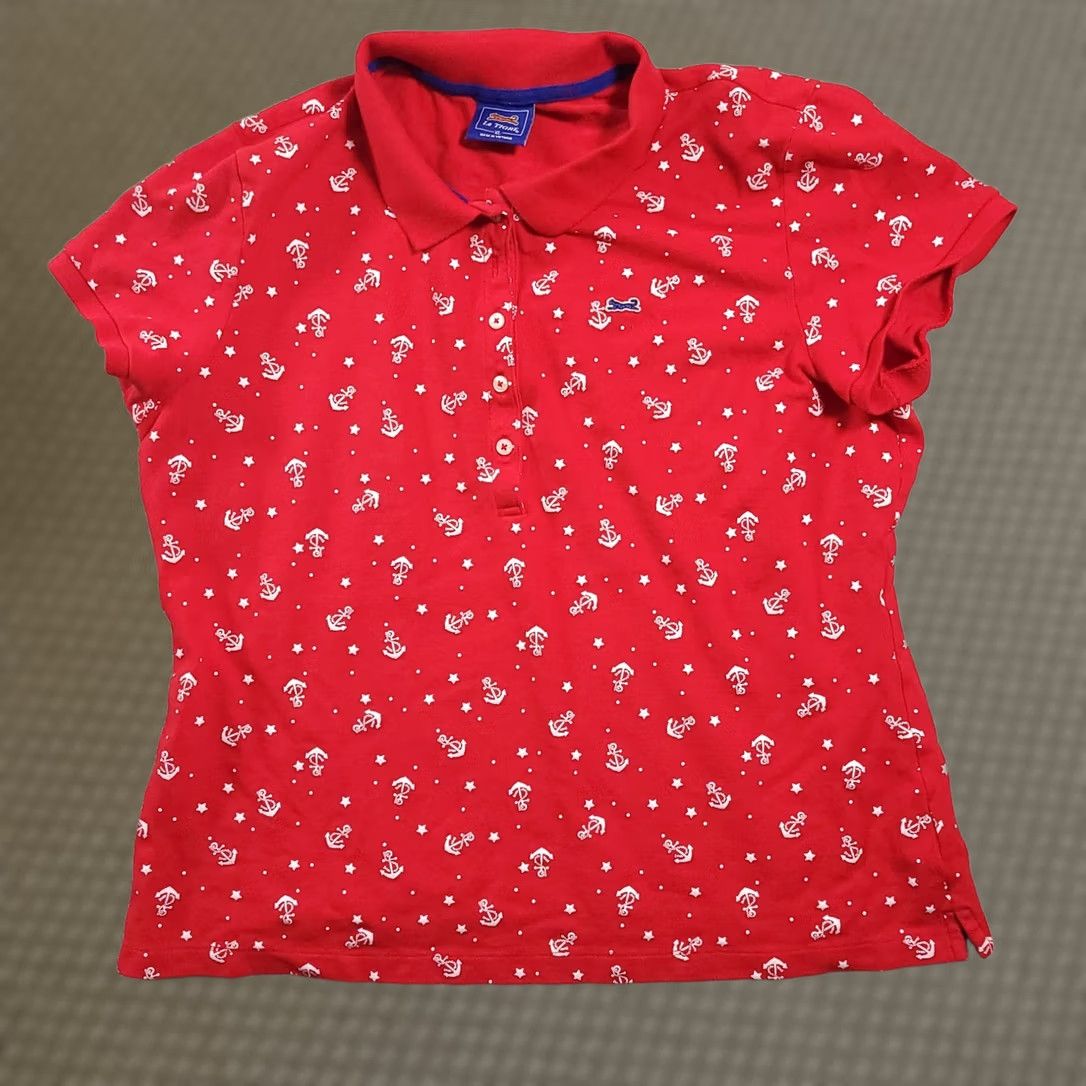 Vintage VINTAGE Le Tigre Polo Shirt Tiger Logo Women's XL Red Anchor Stars Pima Cotton Stretch Size XL / US 12-14 / IT 48-50 - 1 Thumbnail