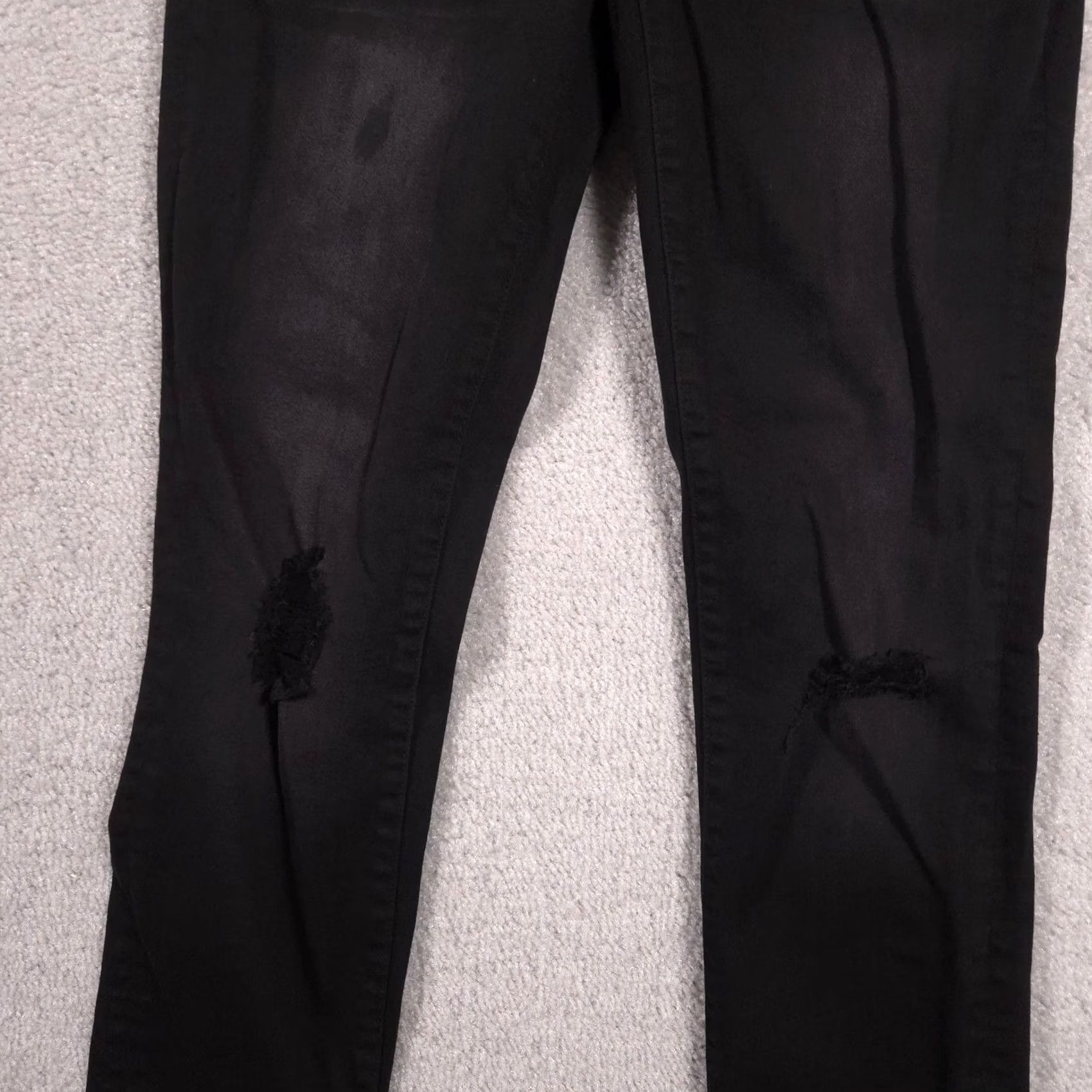 J.Crew J.CREW Toothpick Jeans Womens 25 Black Mid Rise Distressed Skinny Stretch Denim Jeans Size 42" / US 20 - 3 Thumbnail