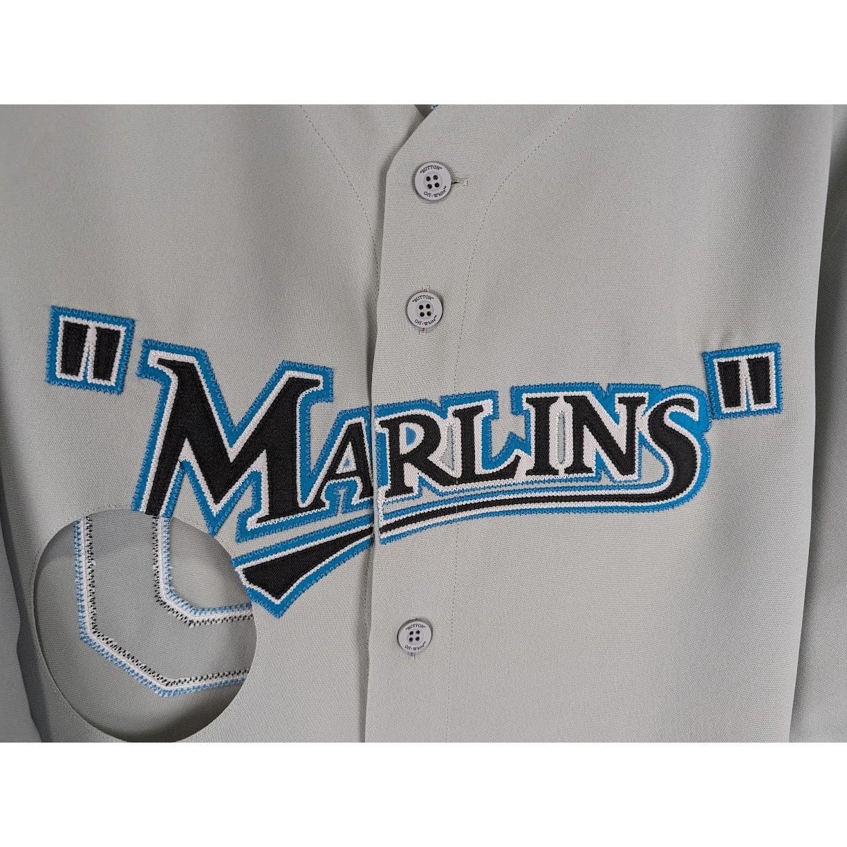 Off-White o1rshd1 MLB-Miami Marlin Cheese Shirt in Grey/Black/Blue Size US M / EU 48-50 / 2 - 5 Thumbnail