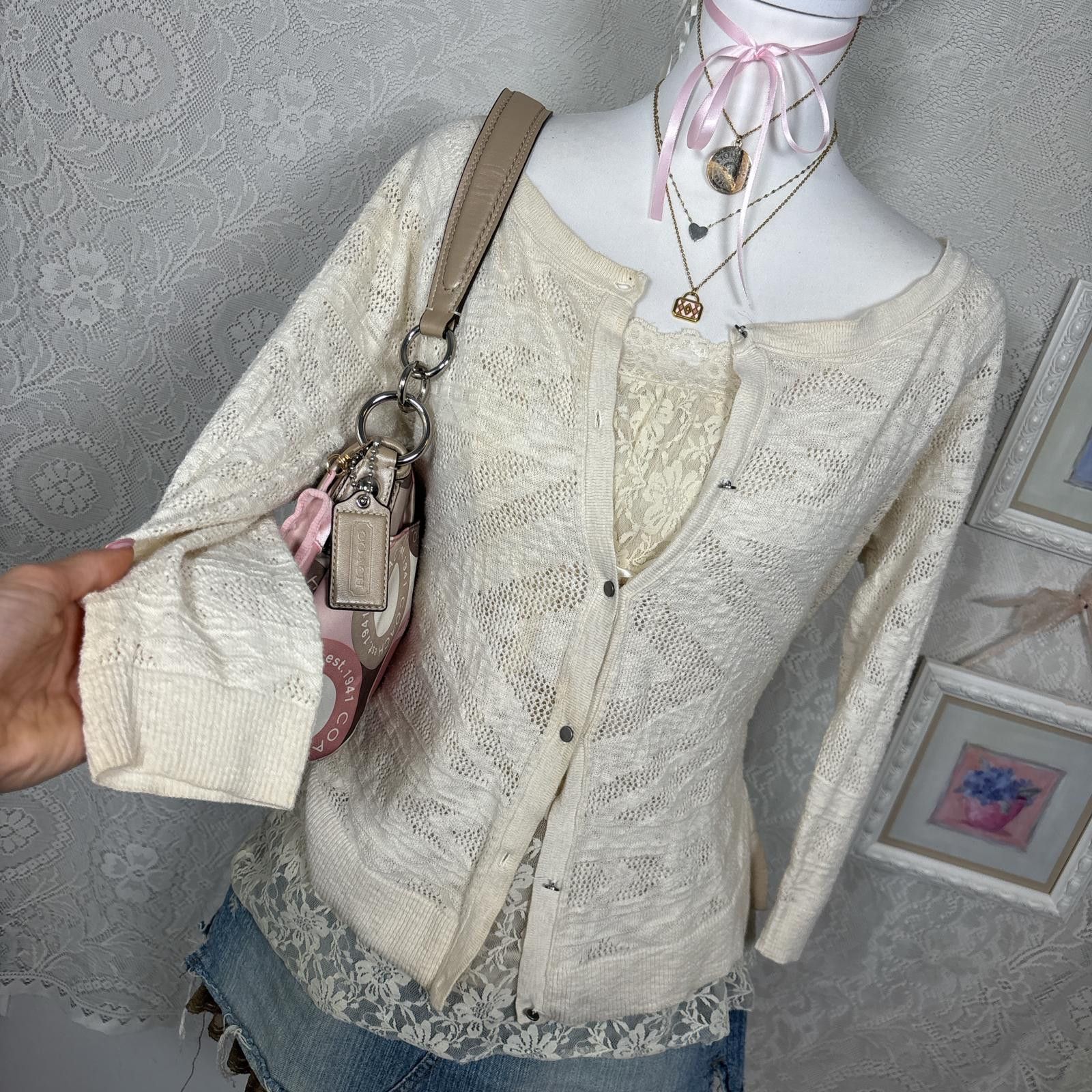 American Eagle Outfitters y2k cotton cottage core cozy cardigan Size XL / US 12-14 / IT 48-50 - 3 Thumbnail