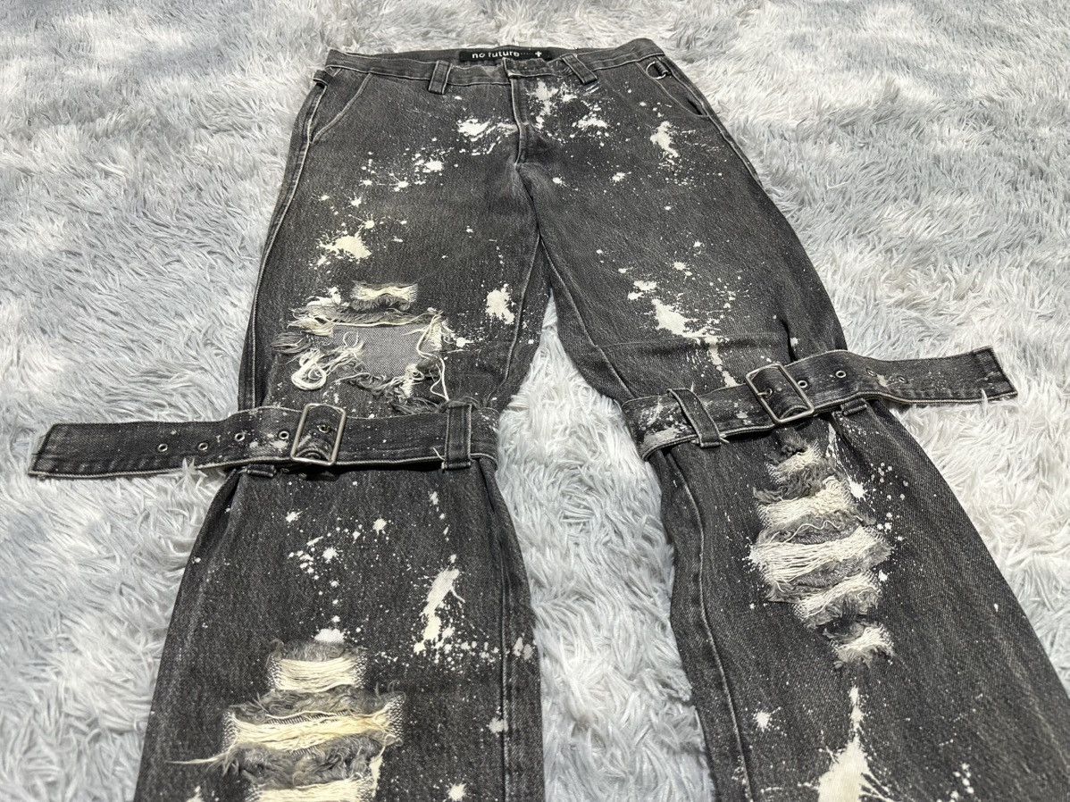 No Future 🔥Sick Y2K No Future Bondage Denim Distressed Punk Size US 32 / EU 48 - 2 Thumbnail