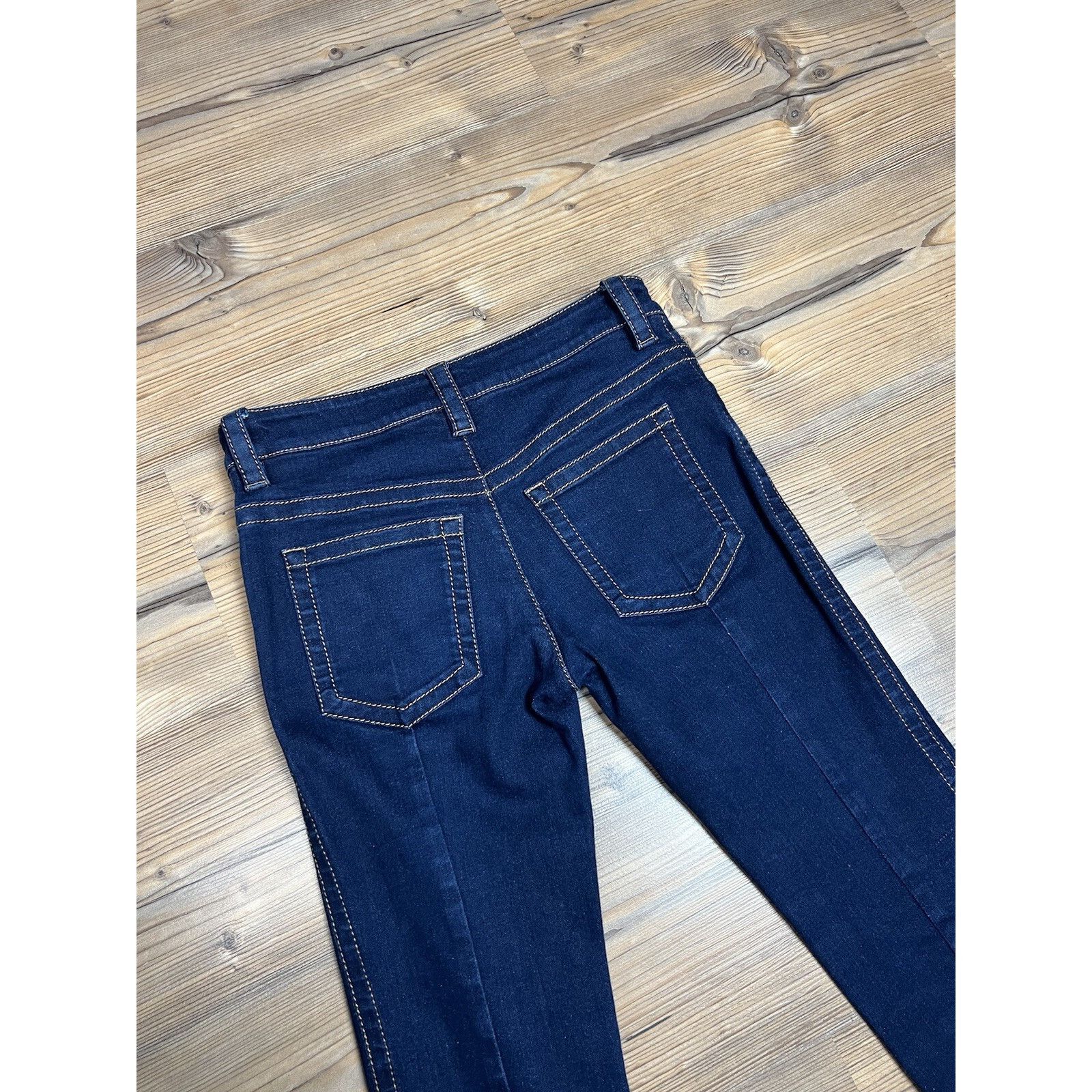 Prada Prada Big Logo Women`s Dark Blue Skinny Jeans Size 27 Size 27" / US 4 / IT 40 - 9 Thumbnail