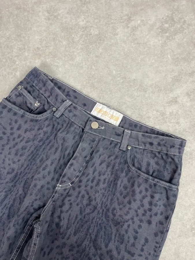 Roberto Cavalli 2000s Roberto Cavalli Navy Leopard Wide Pants Size US 30 / EU 46 - 6 Thumbnail