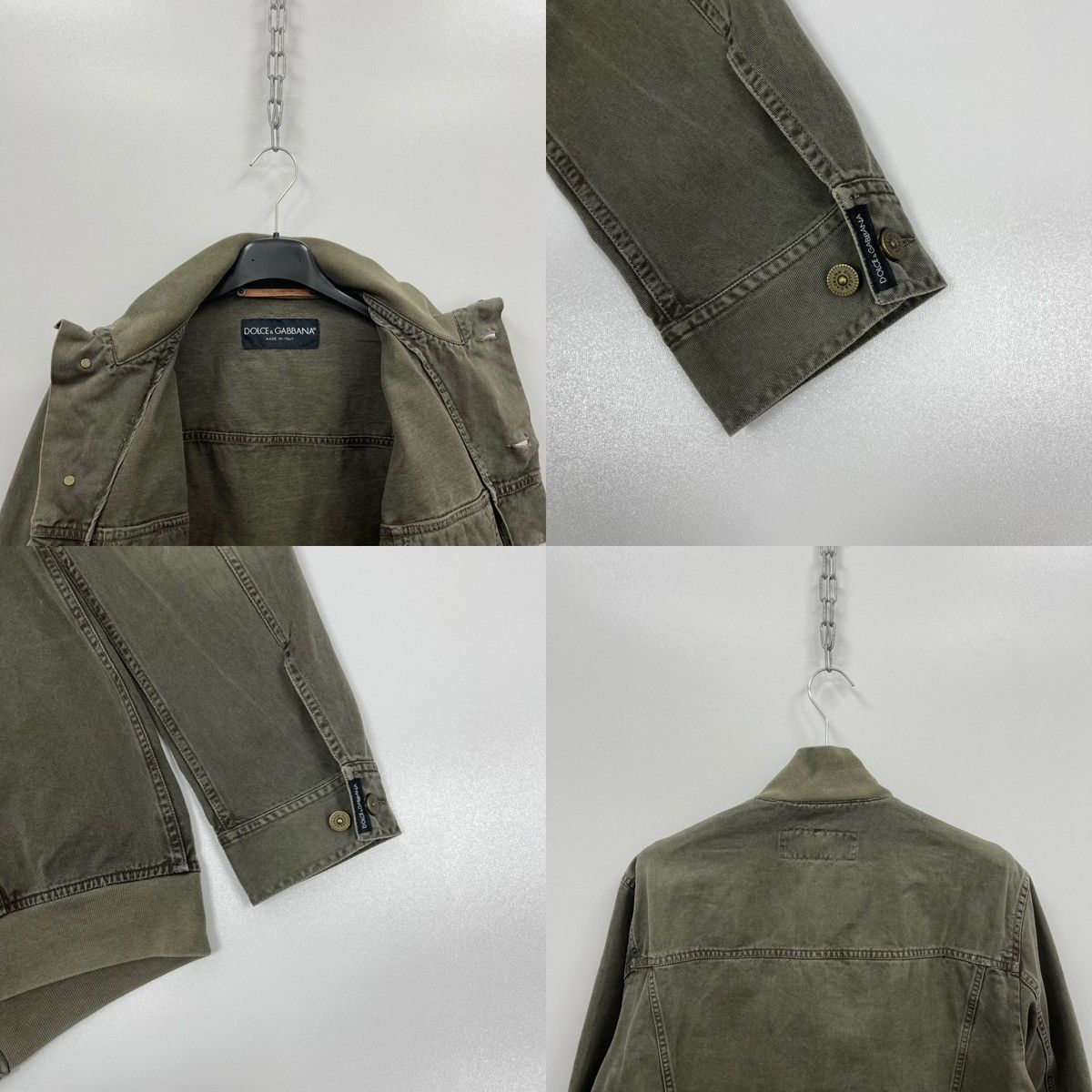 Dolce & Gabbana Dolce & Gabbana Distressed Cotton Faded Vintage Jacket Green Size US M / EU 48-50 / 2 - 7 Thumbnail