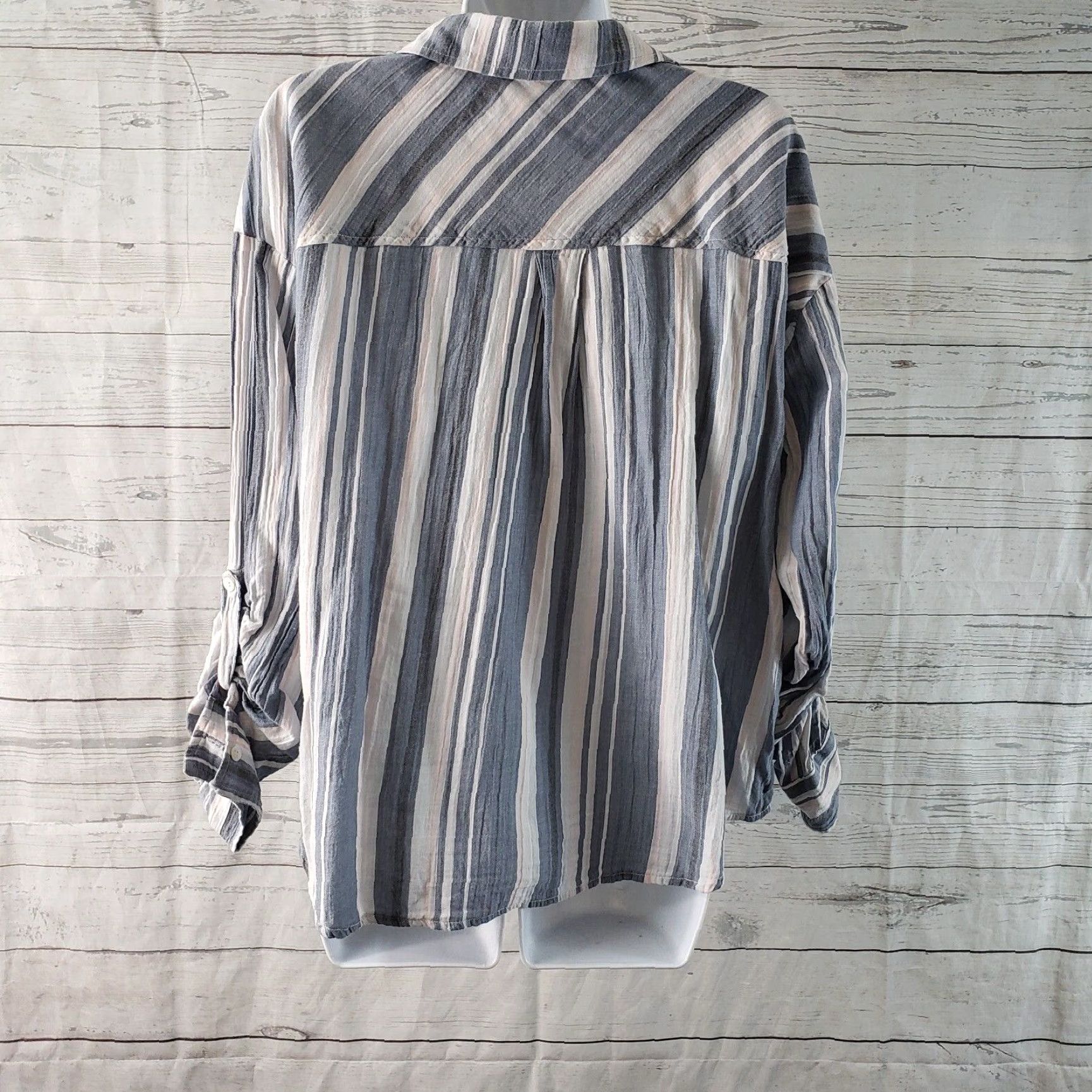 Michael Stars Michael Stars Womens Popover Top Shirt S Blue Striped Long Sleeve Buttons Size S / US 4 / IT 40 - 4 Thumbnail