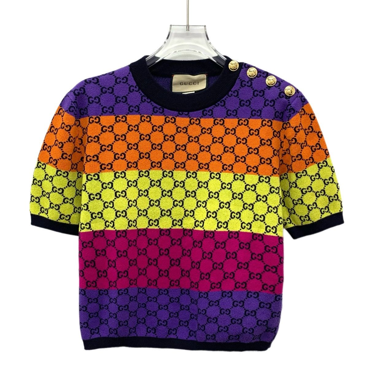 Gucci Gucci All-over Print Short Sleeve Knit Top K26WX Size S / US 4 / IT 40 - 1 Thumbnail