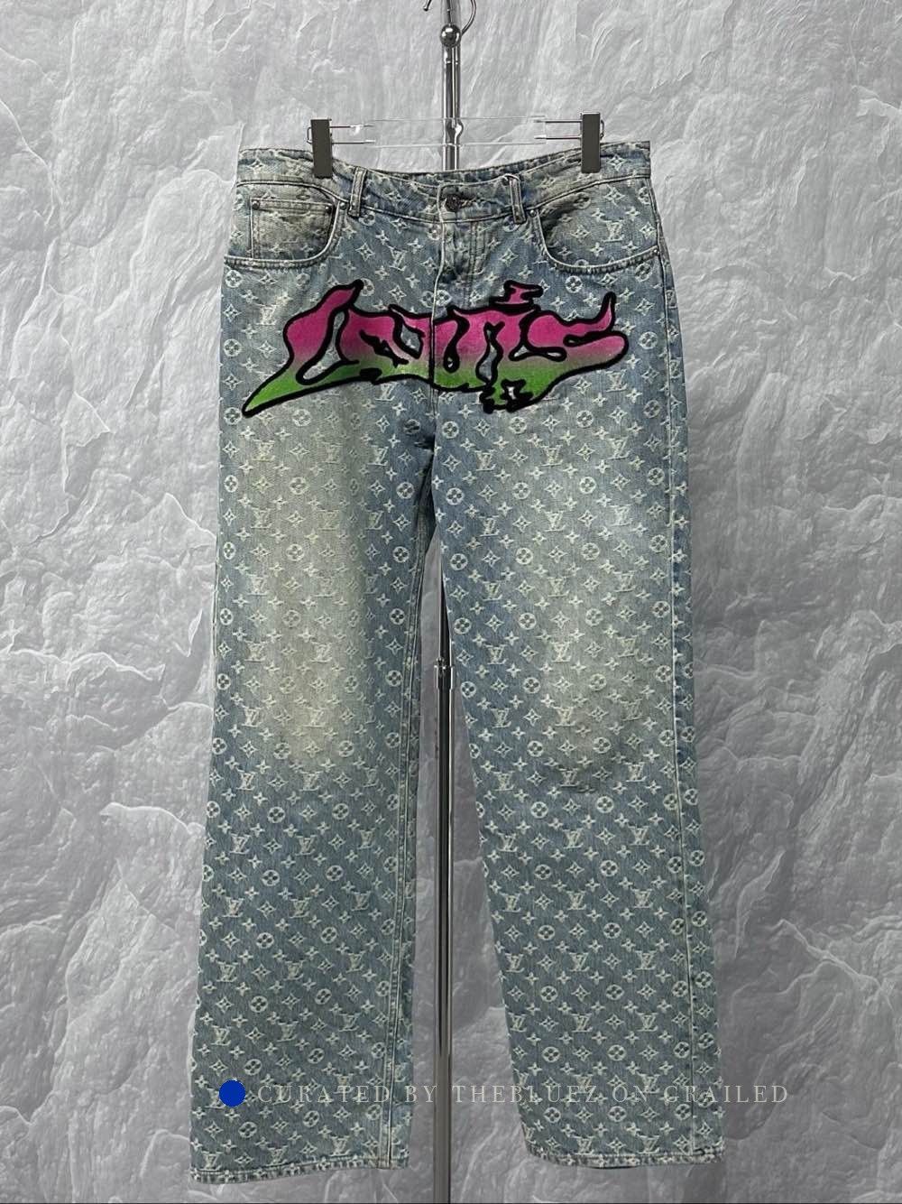 Louis Vuitton Blue Denim Pants with Pattern and Graphic Design Size US 34 / EU 50 - 1 Thumbnail