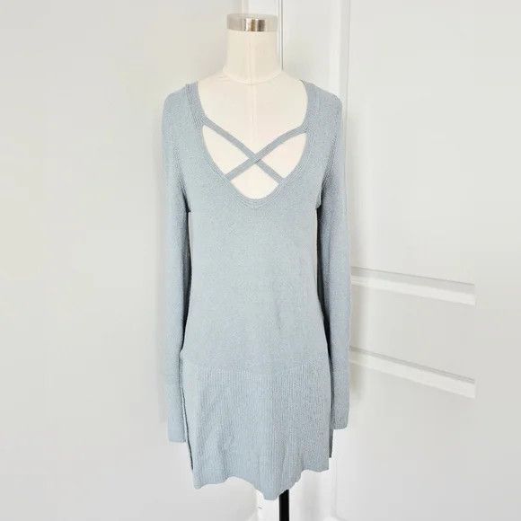 Free People Waterfall Criss-Cross V-Neck Tunic Sweater Pastel Spring Size S / US 4 / IT 40 - 4 Thumbnail