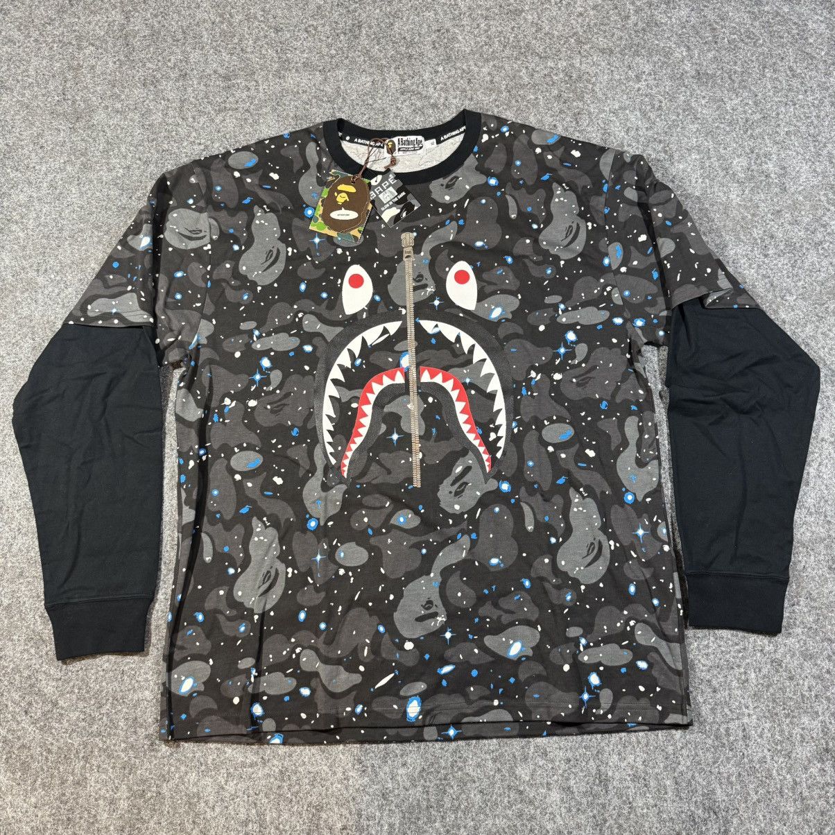 Bape BAPE Space Camo Shark Layered Long Sleeve Tee Black Size US XL / EU 56 / 4 - 1 Thumbnail