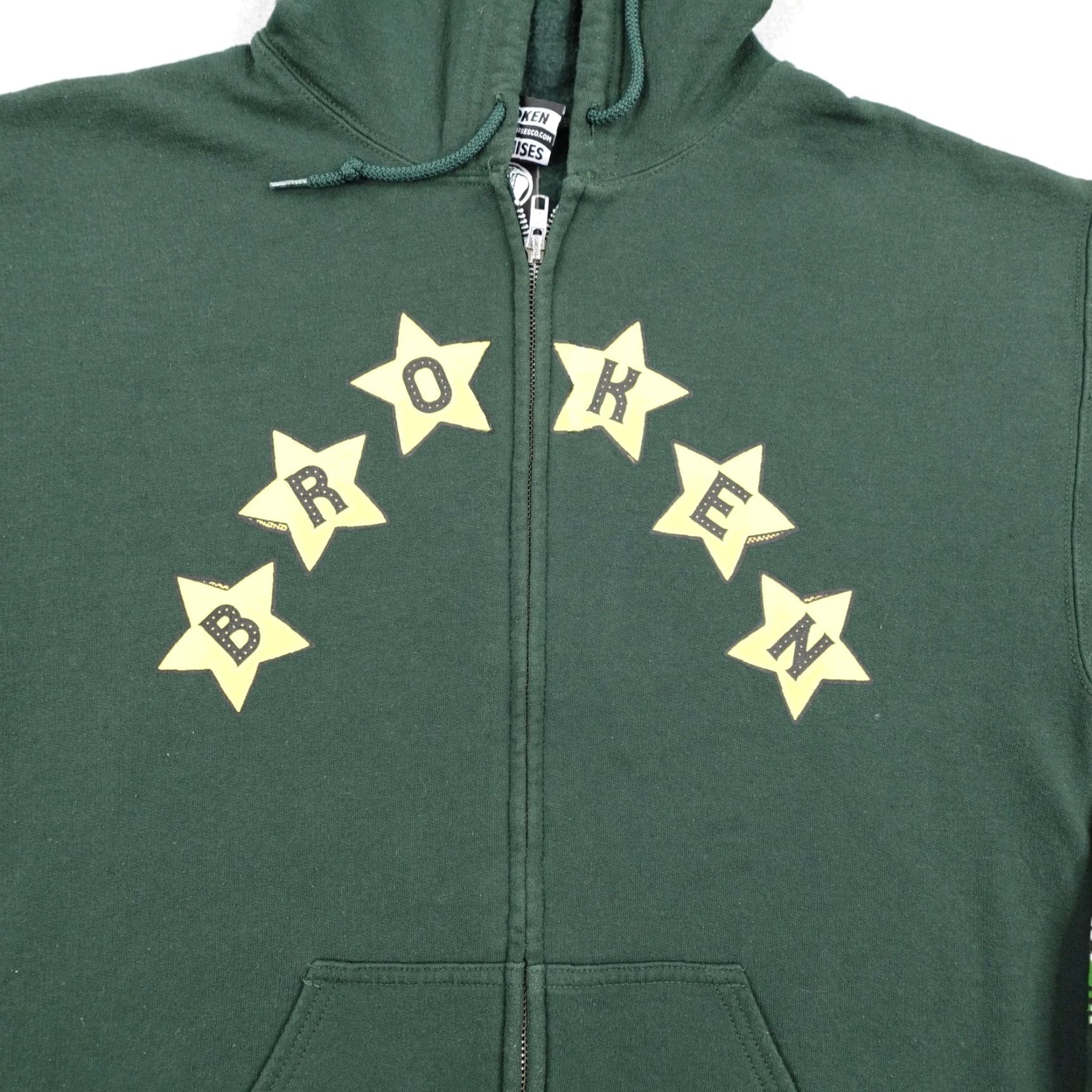 Broken Promises Co. Broken Promises Hoodie Mens Medium Green Full Zip Graphic Print Casino Poker Flames Size US M / EU 48-50 / 2 - 3 Thumbnail