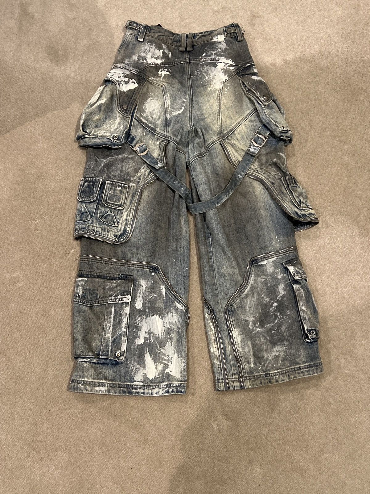 Other PERSONSOUL WHITE STAIN GRAFFITI CARGO PANTS Size US 32 / EU 48 - 2 Thumbnail