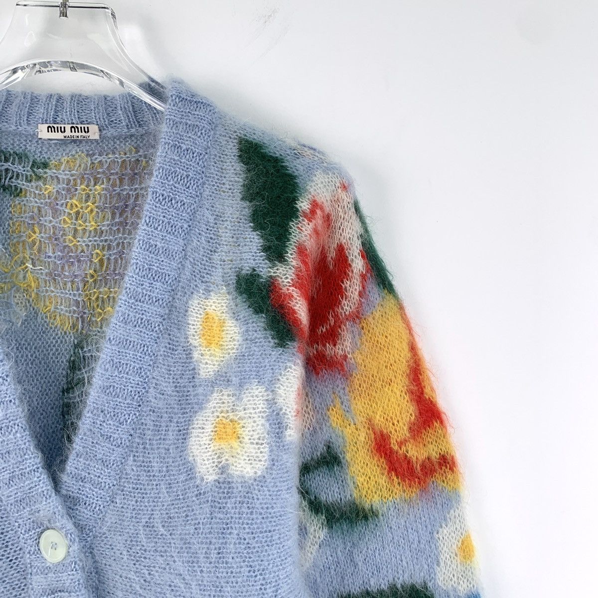 Miu Miu MiuMiu Blue V-neck Long Sleeve Knit Cardigan K26WX Size S / US 4 / IT 40 - 3 Thumbnail