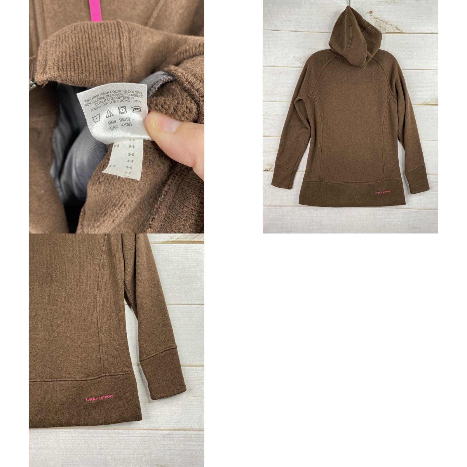 Under Armour Under Armour Hoodie Women M Brown Full Zip Fleece Pockets Cold Gear Knit Crew Neck Size M / US 6-8 / IT 42-44 - 8 Thumbnail