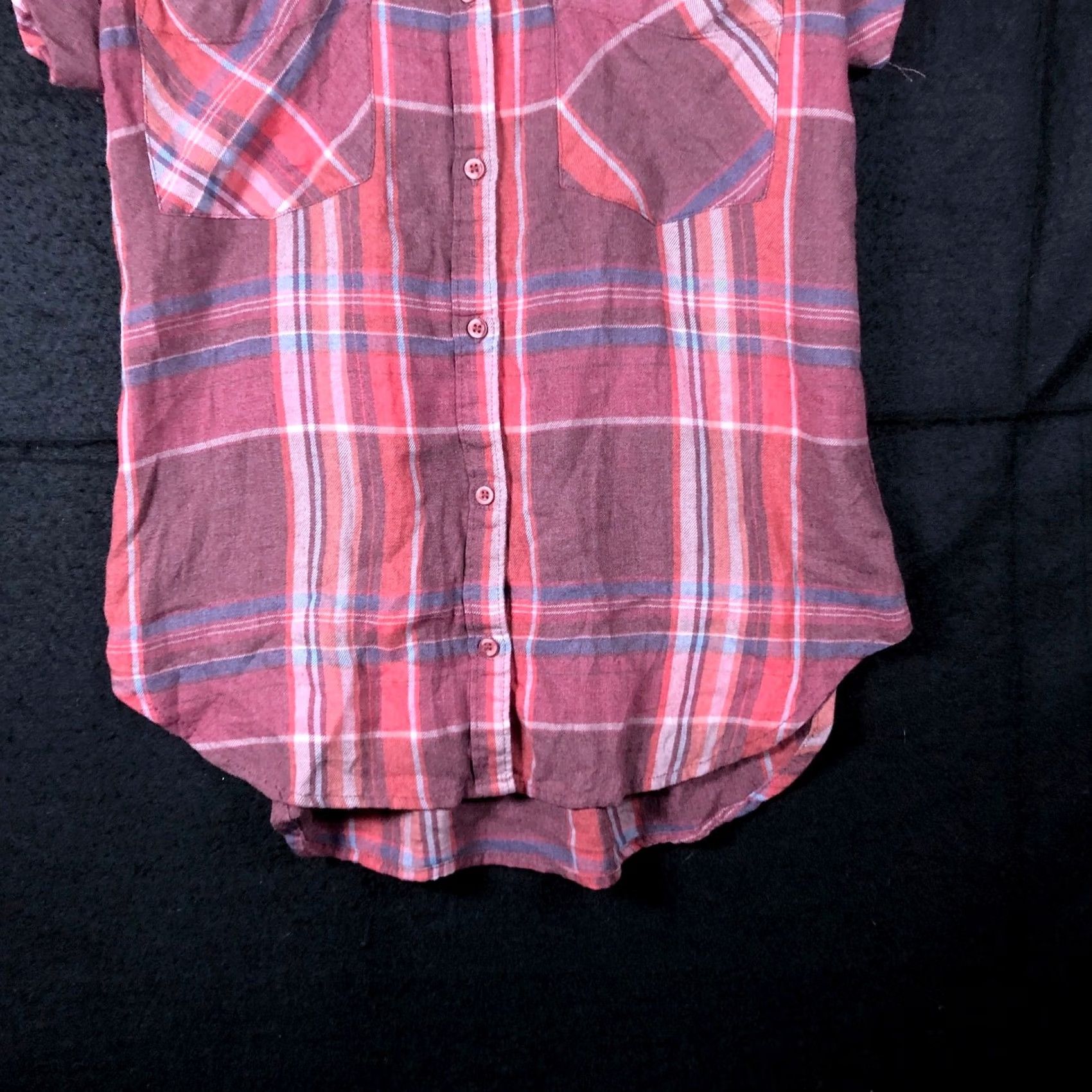 CLOT Cloth & Stone Womens Shirt Multicolor Plaid Short Sleeve Button Down V Neck S Mens Girls Boys Size S / US 4 / IT 40 - 3 Thumbnail