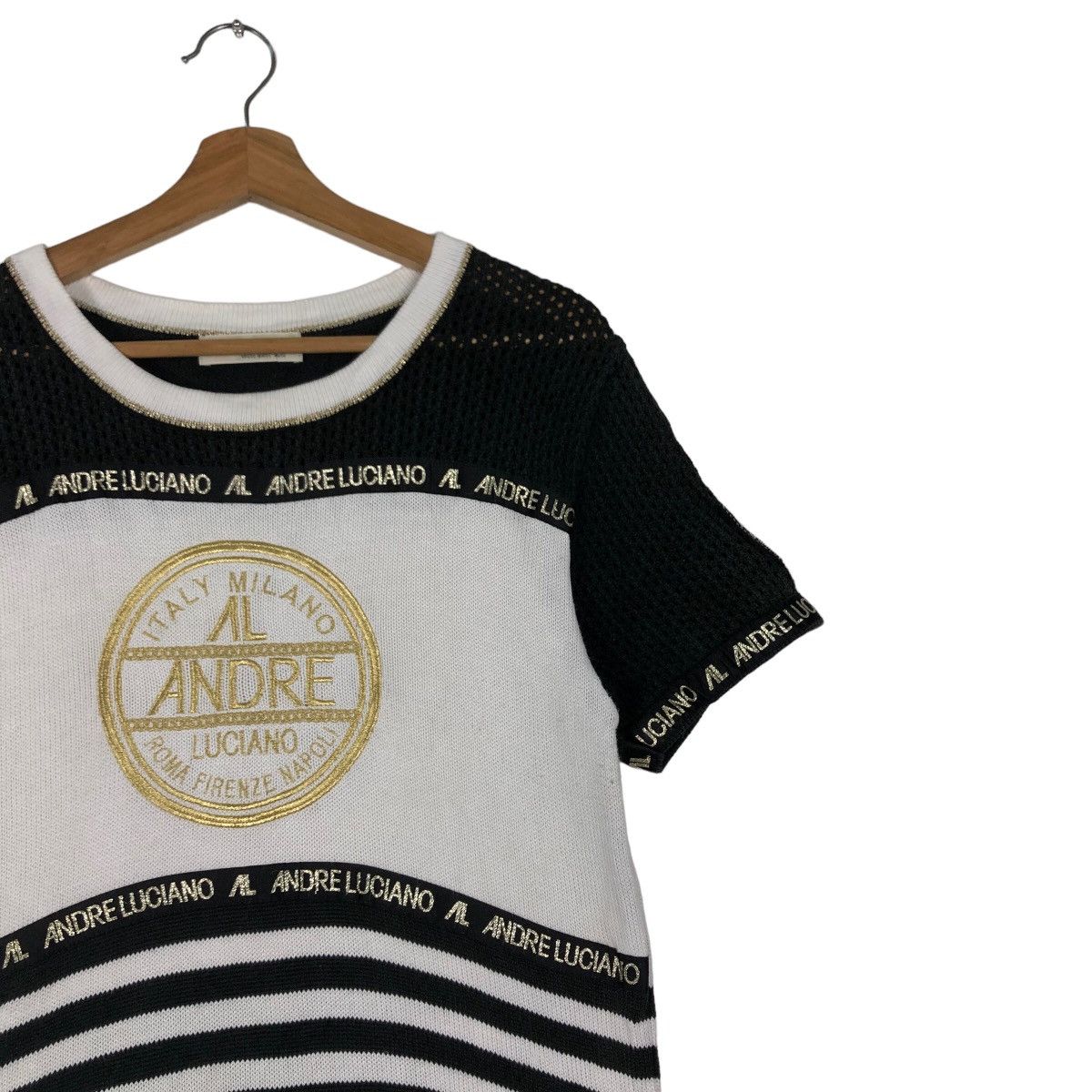 Japanese Brand 🔥Vintage Knit Sweatshirt Short Sleeve Andreluciano Japan Size US M / EU 48-50 / 2 - 5 Thumbnail