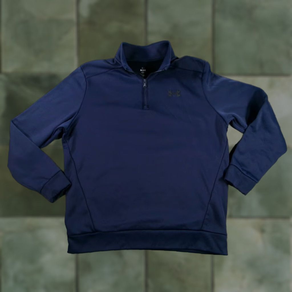 Under Armour VINTAGE Under Armour Pullover Mens L Navy Loose Quarter Zip Fleece Top Performance Size US L / EU 52-54 / 3 - 1 Thumbnail