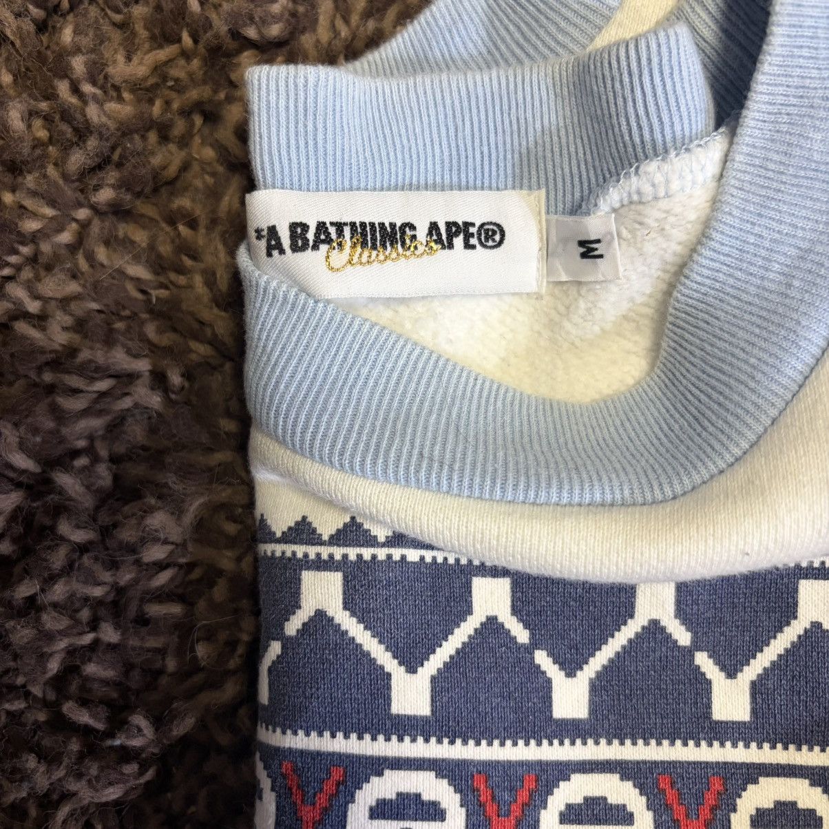 Bape A Bathing Ape Light Blue Patterned Crewneck Sweatshirt Size US M / EU 48-50 / 2 - 2 Thumbnail