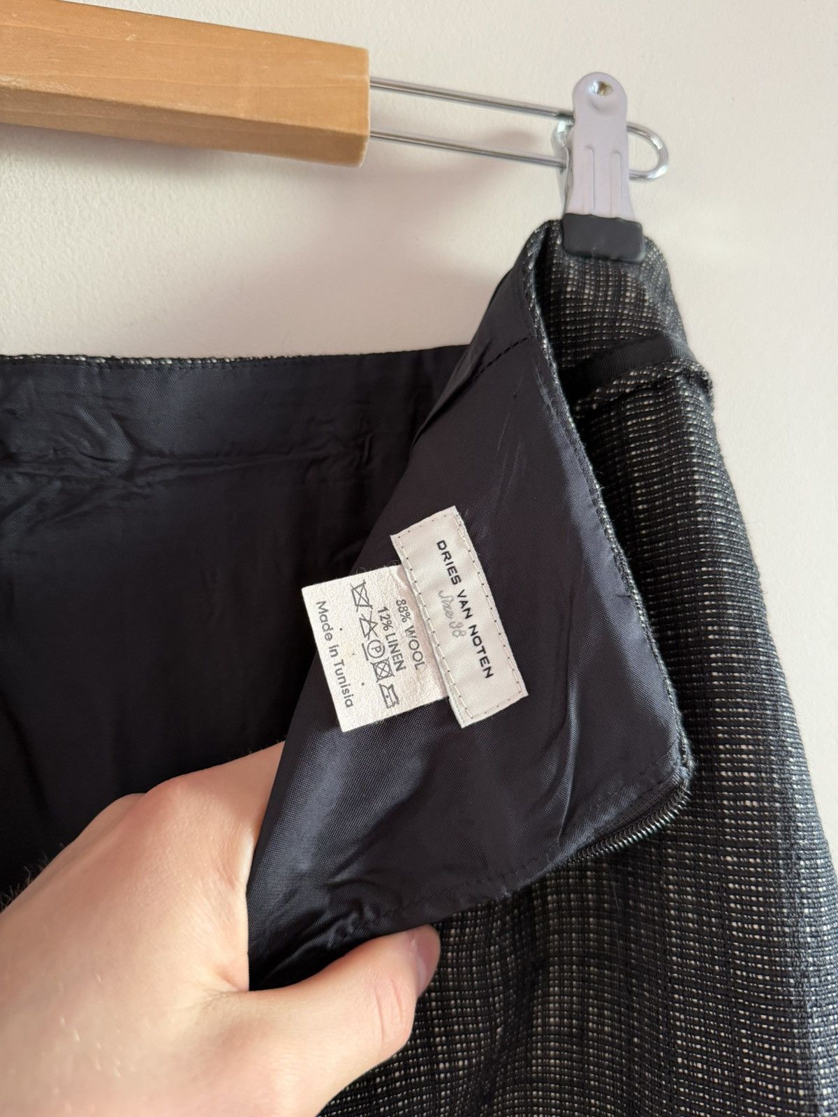 Dries Van Noten Vintage Dries Van Noten Wool Linen Pencil Skirt Size 28" / US 6 / IT 42 - 7 Thumbnail