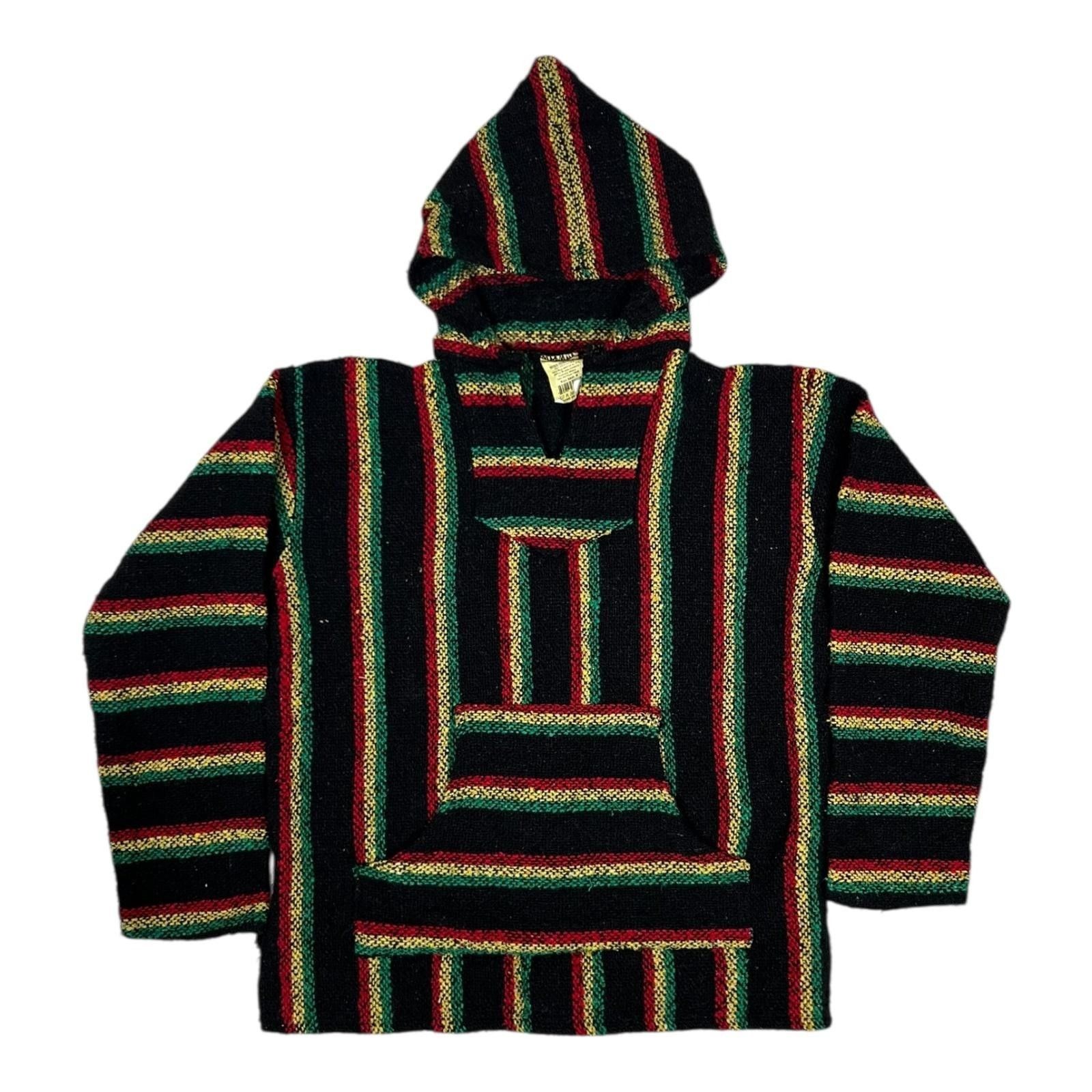 Other VTG Frank's Baja Hoodie Mens Medium Black Rasta Mexican Ponc Size US M / EU 48-50 / 2 - 1 Thumbnail