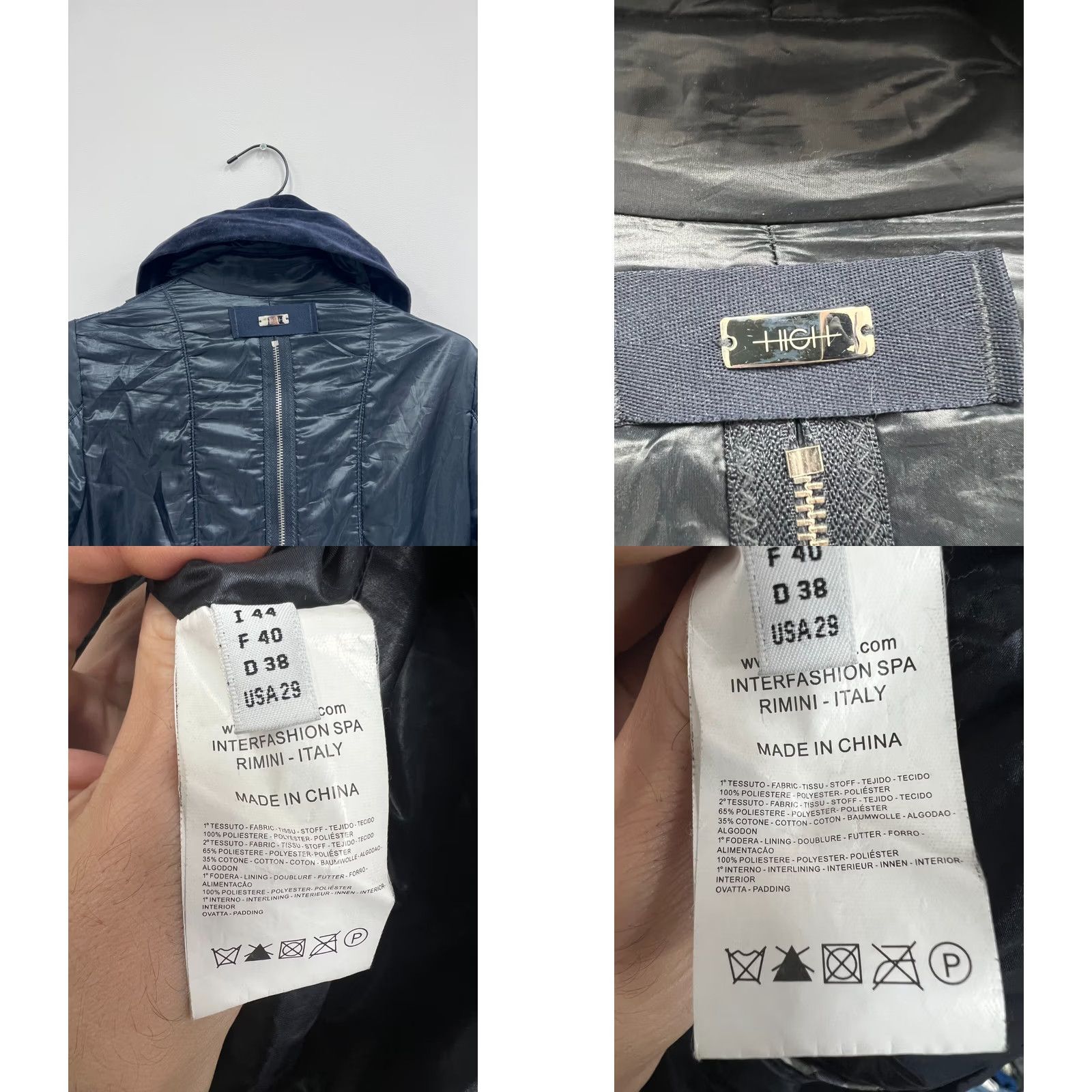 Vintage HIGH USE Jacket Coat Women L Dark navy USA Logo Casual Party/Cocktail Modern Coat Ladies Size L Size L / US 10 / IT 46 - 8 Thumbnail