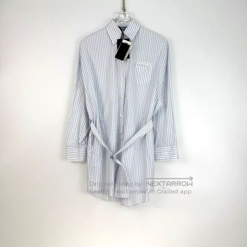 Prada Prada Blue and white vertical striped shirt with belt Size XS / US 0-2 / IT 36-38 - 3 Thumbnail