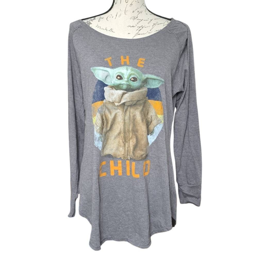 Star Wars Star Wars Women's Size XL Gray The Child Long Sleeve T-Shirt Size XL / US 12-14 / IT 48-50 - 1 Thumbnail