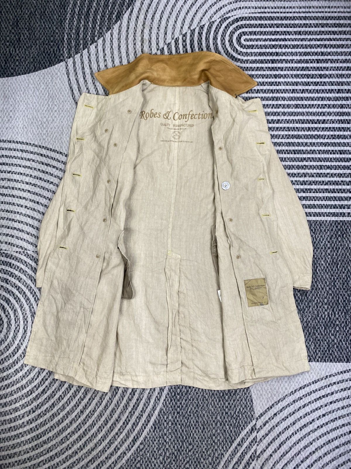 Japanese Brand Vintage Robes & Confections Leather Collar Long Jacket Size US M / EU 48-50 / 2 - 7 Thumbnail