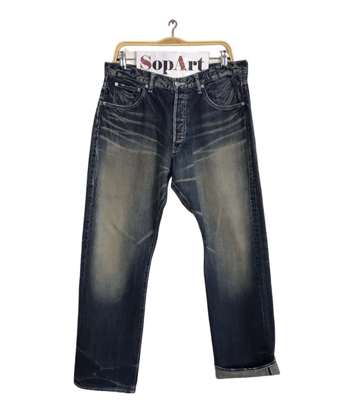 Japanese Brand Vtg Swagger Light Wash The Back Side Logo Money Jeans Size US 34 / EU 50 - 1 Thumbnail