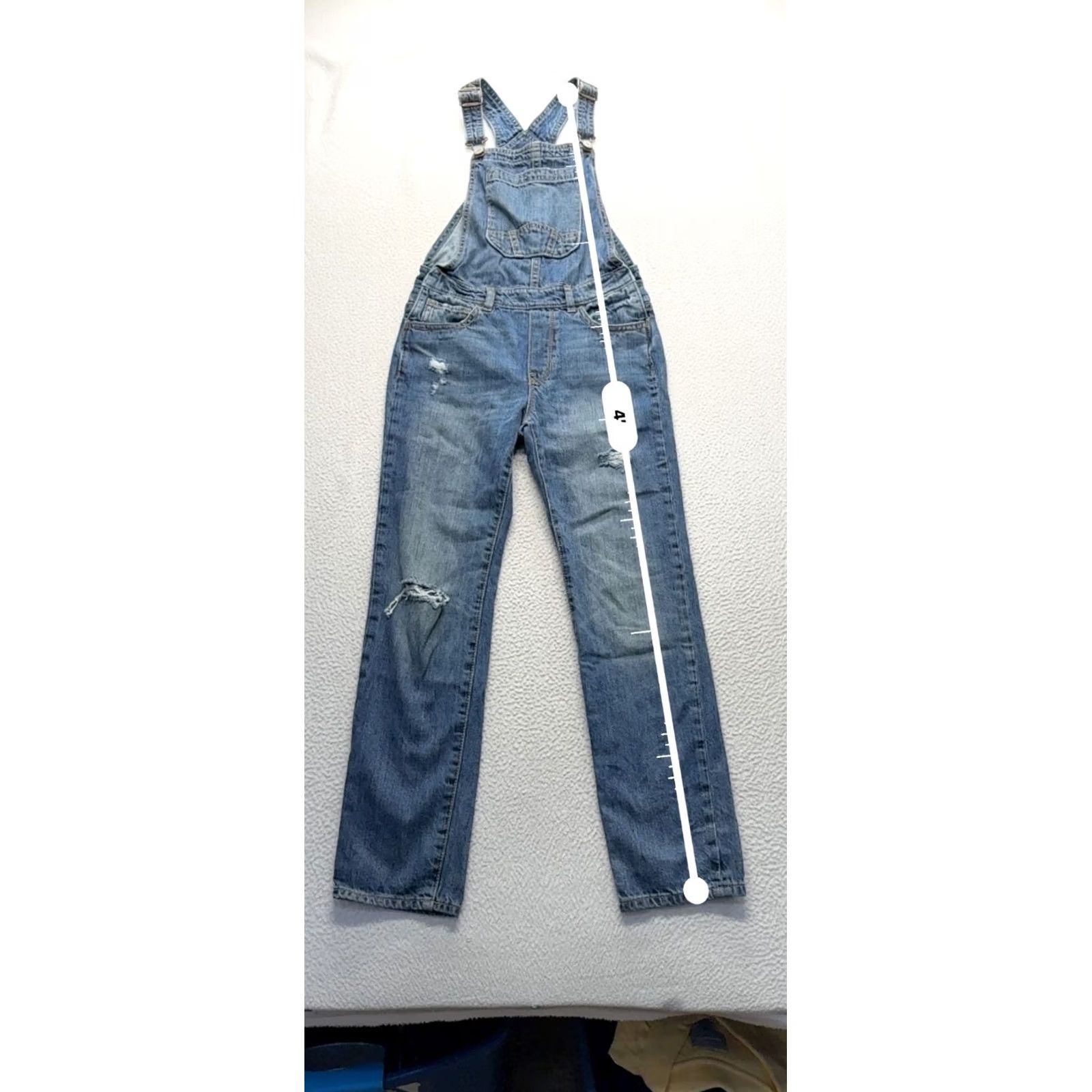 Gap Gap Denim Overalls L Regular Blue Distressed Jeans Made In Bangladesh #7989 Size US 33 - 7 Thumbnail