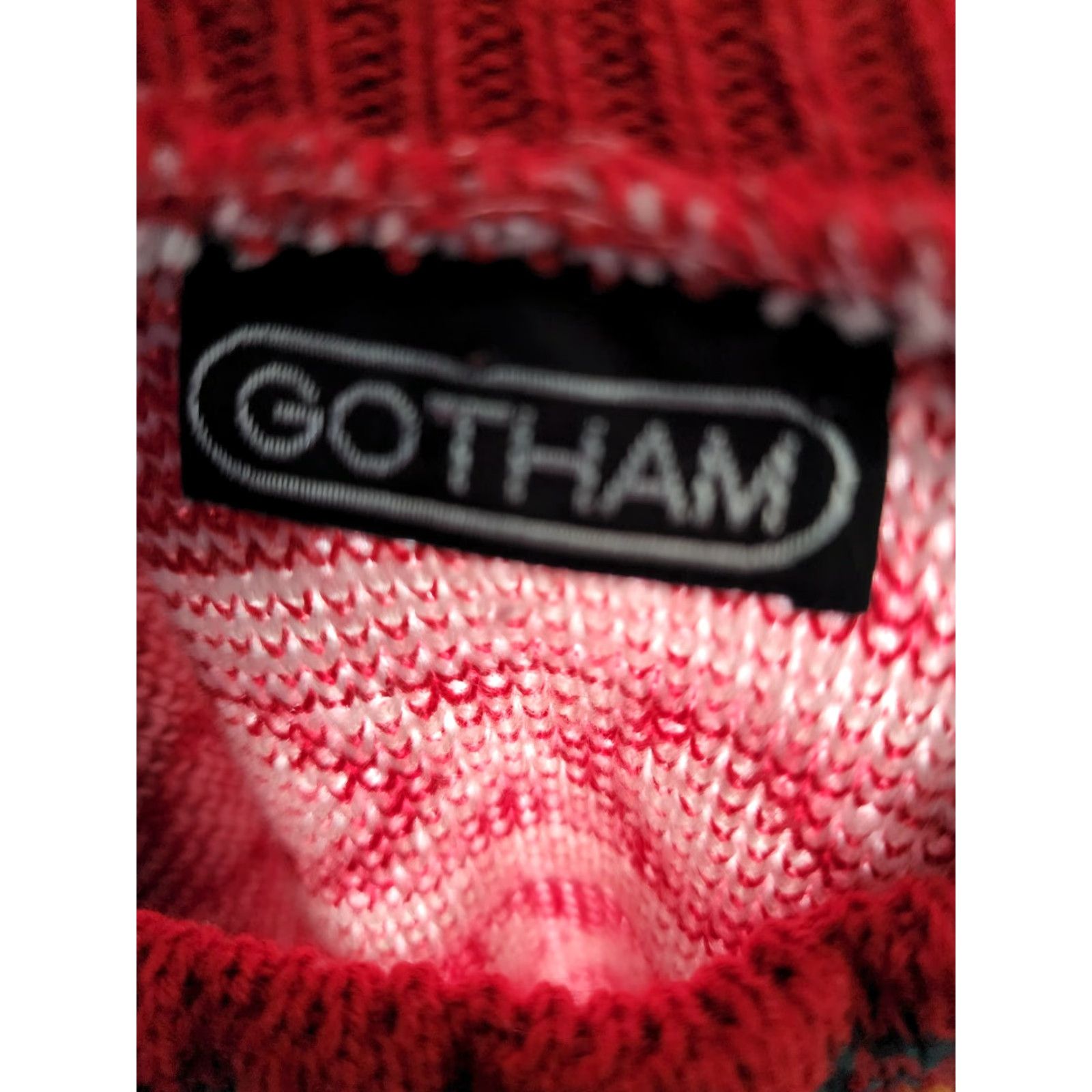 Vintage VINTAGE Gotham Womens Large Fair Isle Floral Sweater 80s Red Cotton Blend Knit Pullover Long Sleeve Round Neck Casual Fall Winter Seasonal Size L / US 10 / IT 46 - 5 Thumbnail