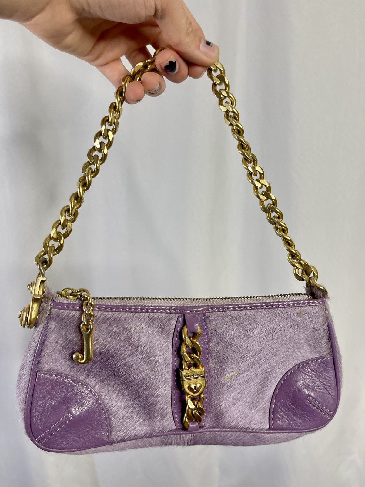Juicy Couture Y2K Purple Cowhide Hair Leather Mini Bag, Women's
